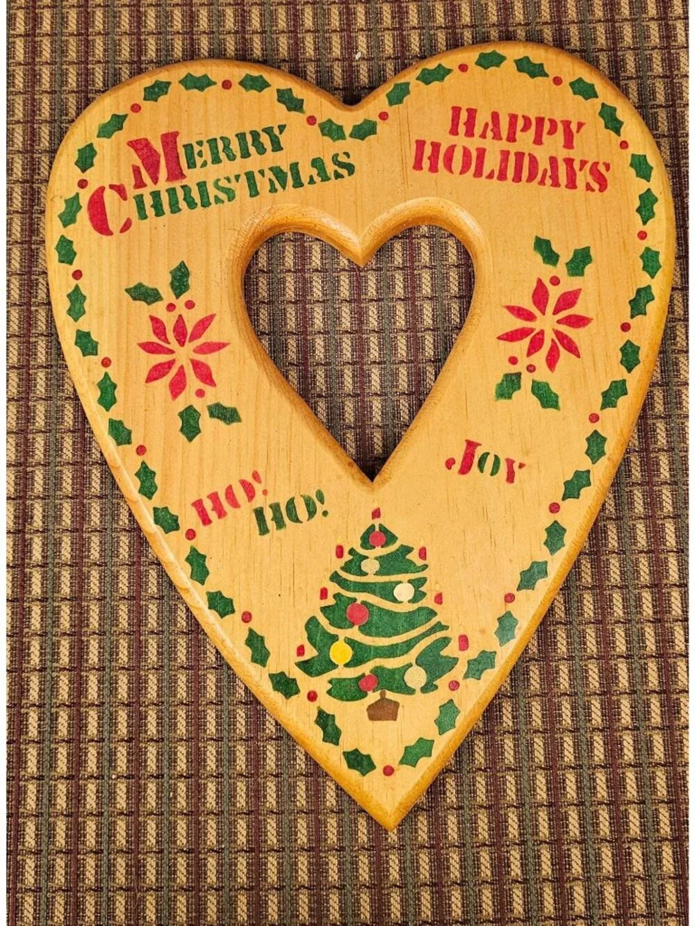 Vintage J.D.I. Handmade Wooden Heart Wall Hanging